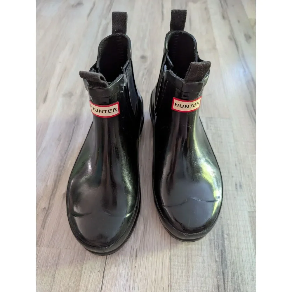 Hunter Boots Kids Original Chelsea Black Rubber Ankle, Size 1